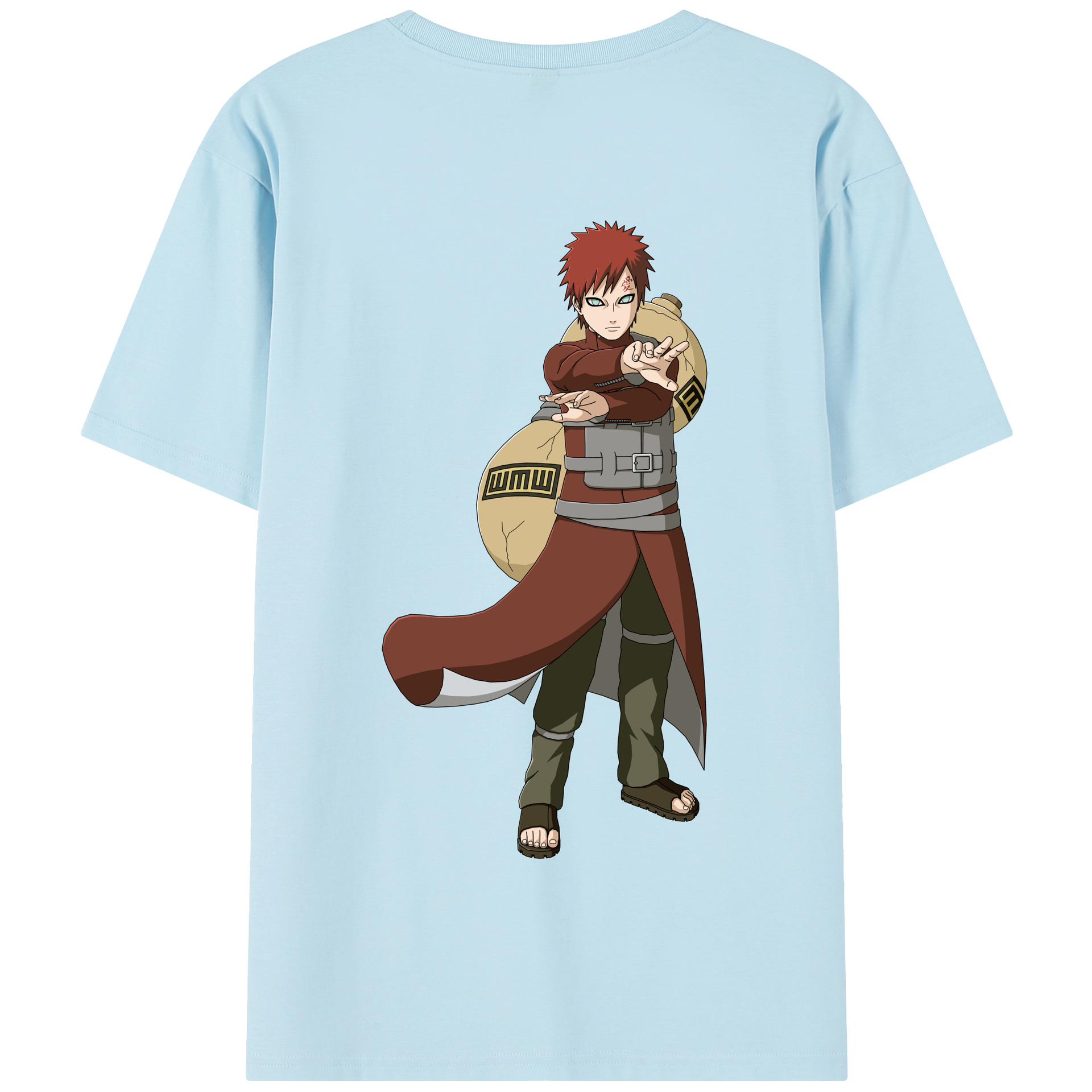 （画像用） NARUTO -ナルト- ガアラ Gaara 綿100％半袖Tシャツ（背面プリント）